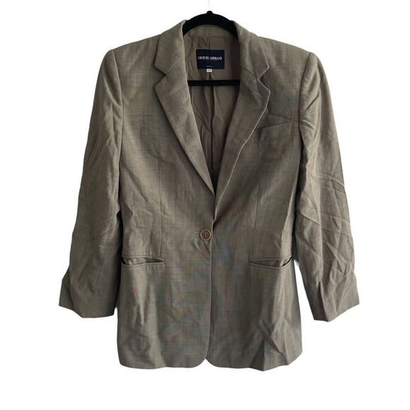 GIORGIO ARMANI Classico Wool Long Blazer Jacket Tan 44 - Picture 6 of 12